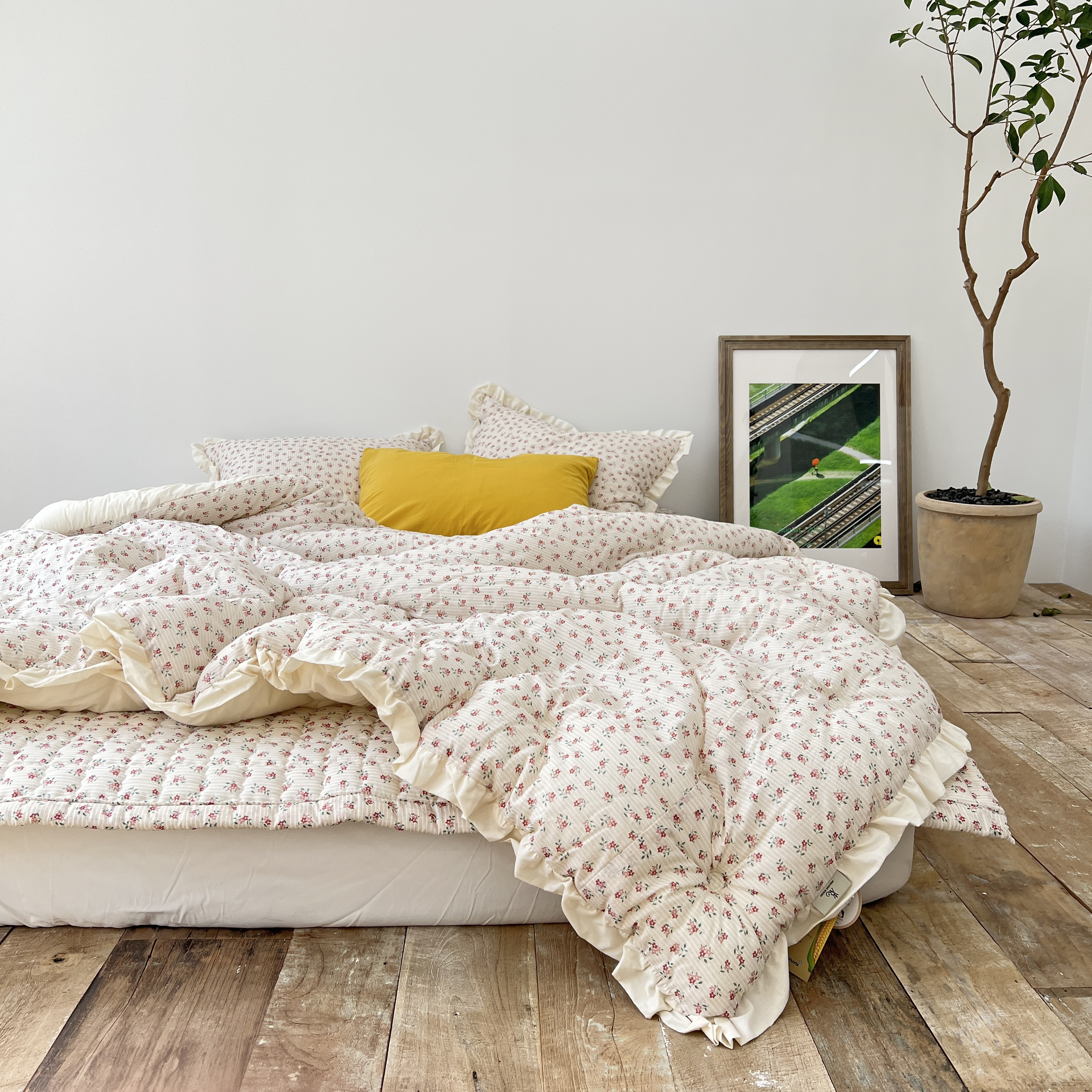 플라워 베일리 워싱 아사 순면 미끄럼방지 사계절 패드 S/SS