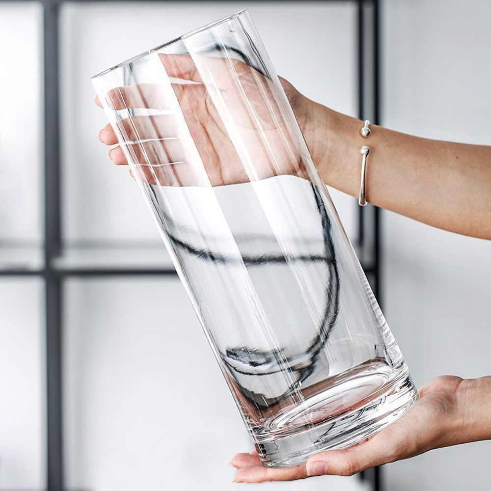 대형 유리화병 꽃병 원형 실린더 인테리어 오브제 긴 수경재배화병 특대형L 제품 이미지