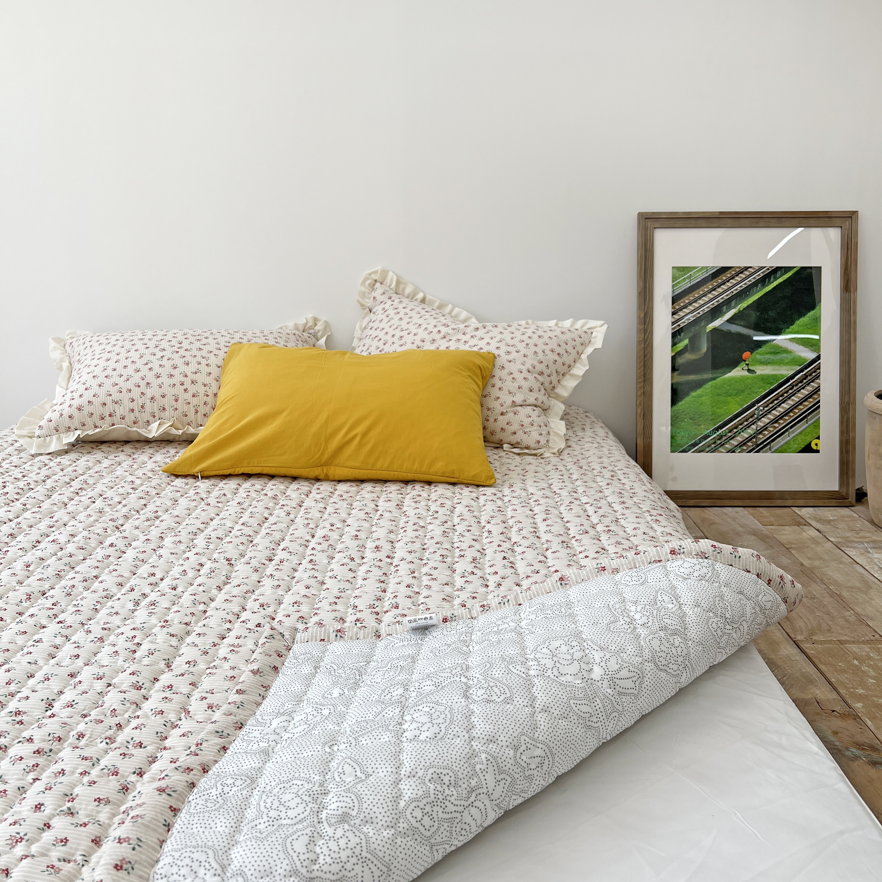 플라워 베일리 워싱 아사 순면 미끄럼방지 사계절 패드 S/SS