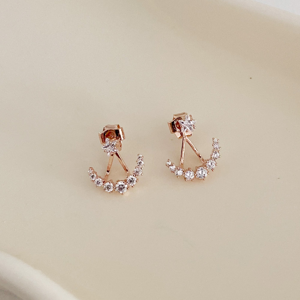 14K 금침 샹들리에 큐빅 투웨이 골드핀귀걸이 - 상품 이미지