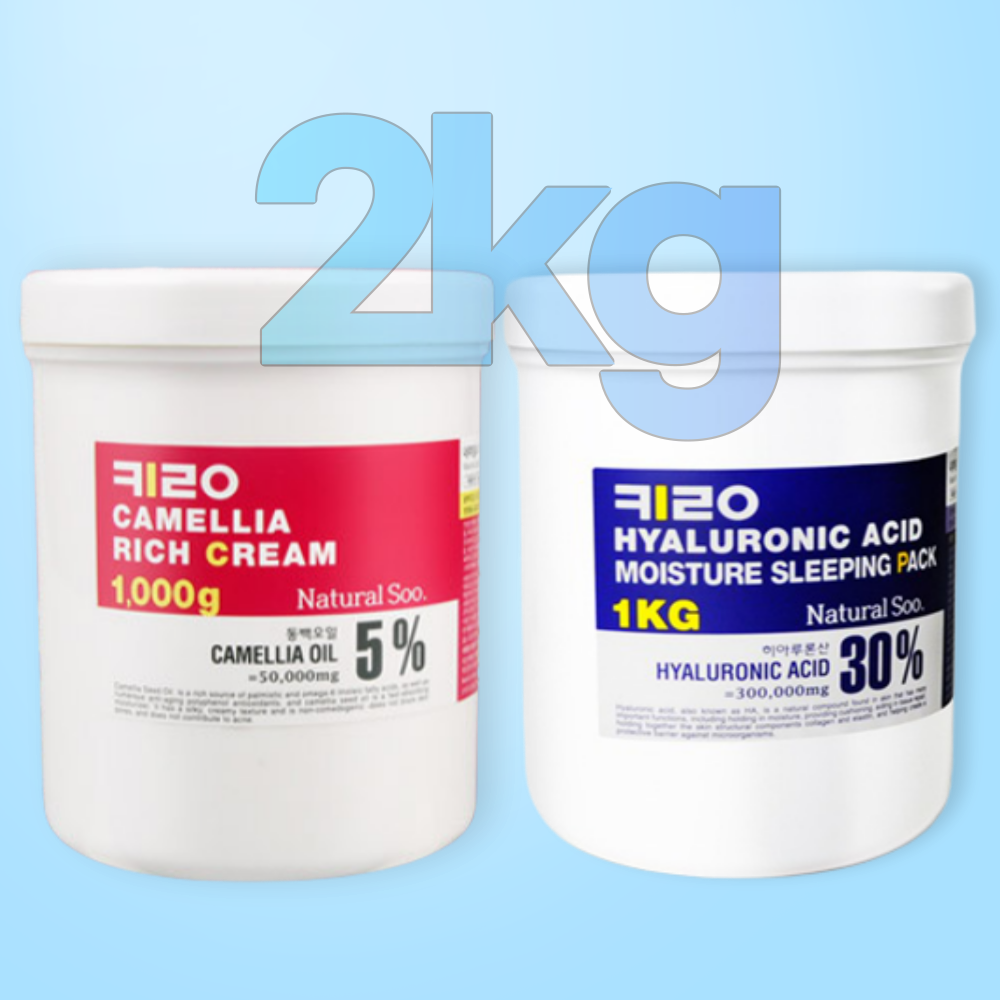 내추럴수 키로 카멜리아 리치 크림 1kg 히알루론산 슬리핑팩 1kg 기초 2종 크림 세트 - 상품 이미지