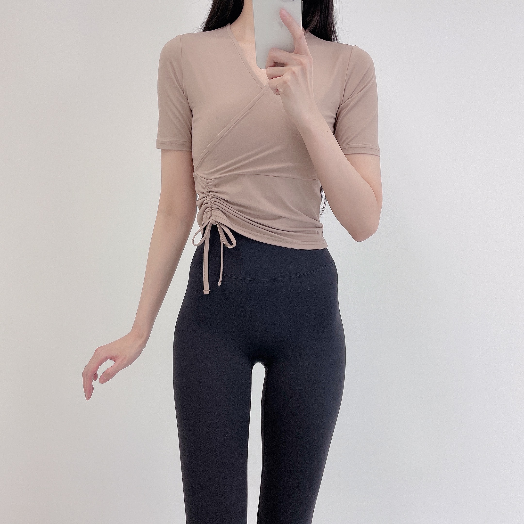 로라벨 리코 필라테스복 요가복 필라테스 상의 옷 커버업 운동복 탑 요가 긴팔 반팔 크롭 - 상세 이미지 3