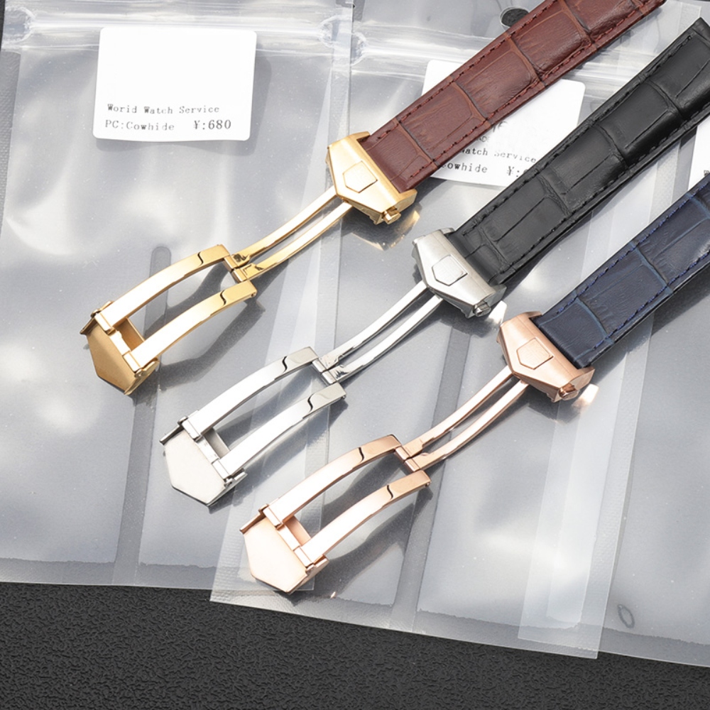 태그호이어 송아지 가죽 호환 시계줄 스트랩 카레라 F1 모나코 다이빙 폴딩 블랙 실버 버클 22mm - 상세 이미지 4
