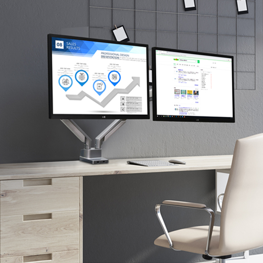 카멜마운트 듀얼모니터거치대 고든 DMA2D 실버/그레이