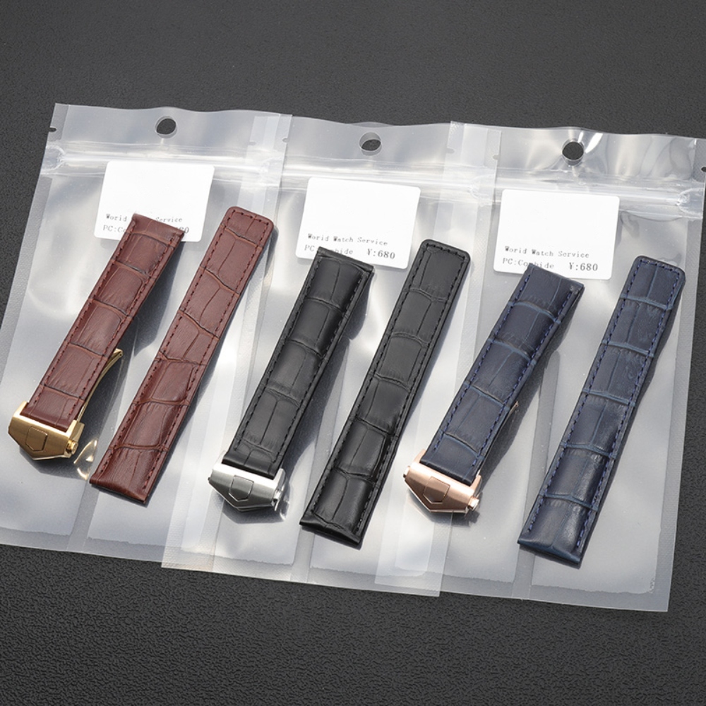 태그호이어 송아지 가죽 호환 시계줄 스트랩 카레라 F1 모나코 다이빙 폴딩 블랙 실버 버클 22mm - 상세 이미지 3
