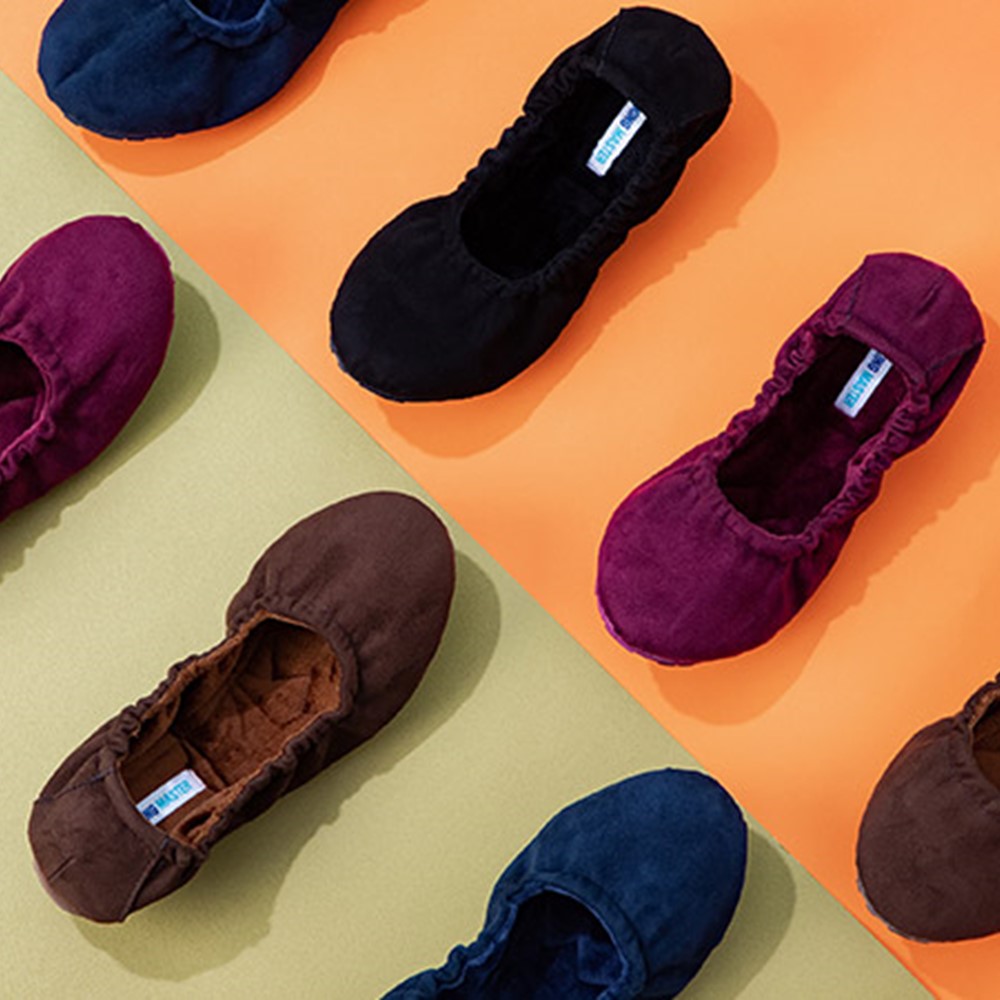 워킹마스터 요플랫슈즈 스웨이드 발편한 여성 수제화 발레리나 키높이 둥근코 플랫 슈즈