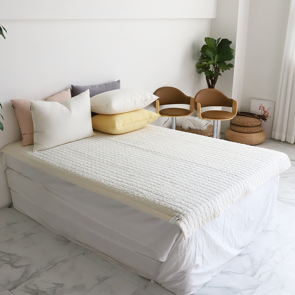 사계절침대패드 정온침장 먼지없는 뮤 80수 피그먼트 워싱 양면패드
