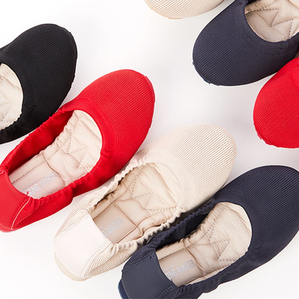 워킹마스터 요플랫슈즈 니트 발편한 여성 수제화 발레리나 키높이 둥근코 플랫 슈즈