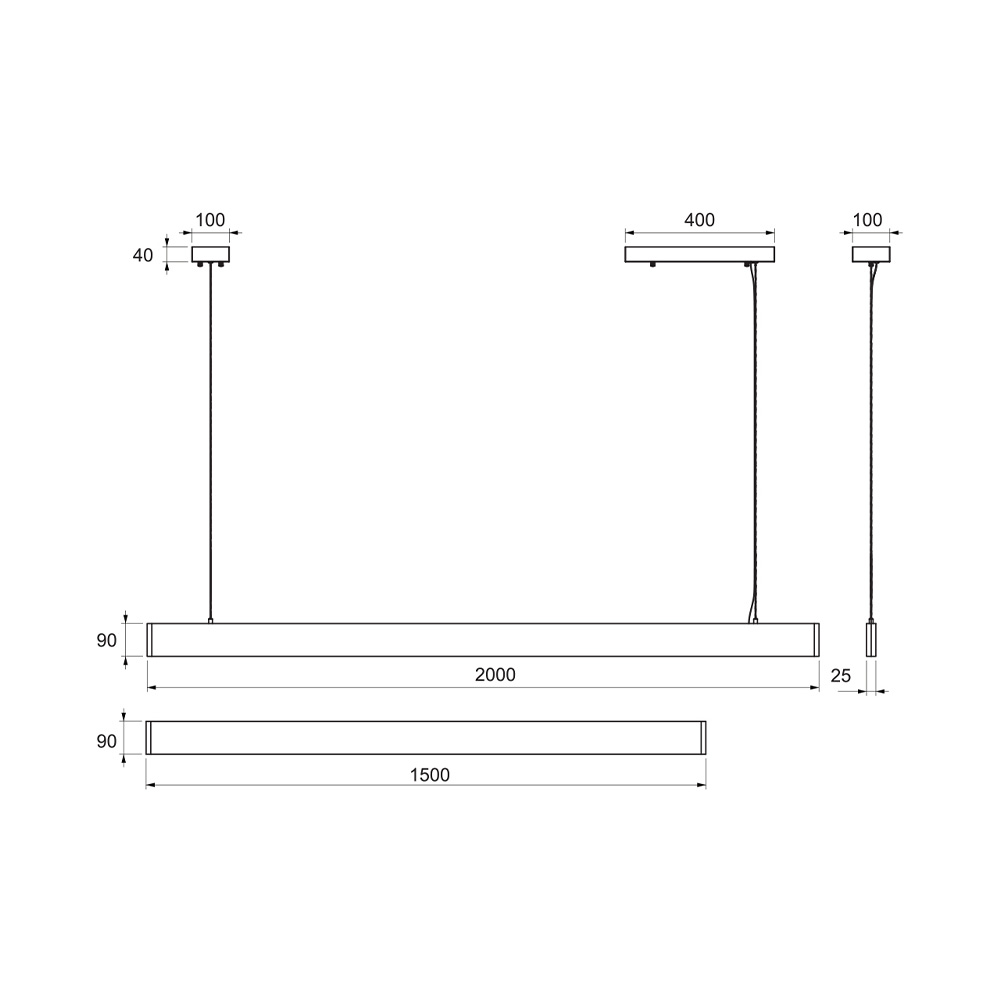 LED 우드 리니어 펜던트 조명(이페나무) 40W/50W - 상세 이미지 5