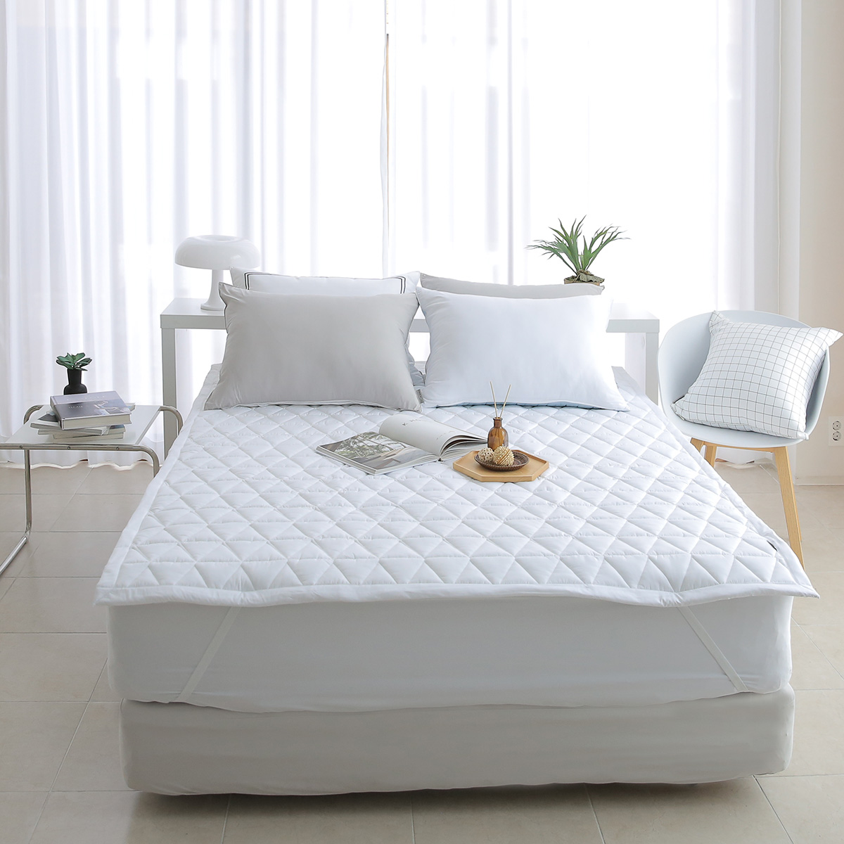 이불패드 패밀리 침대패드 겸 이불 모달 알러지케어 고정밴드 Q
