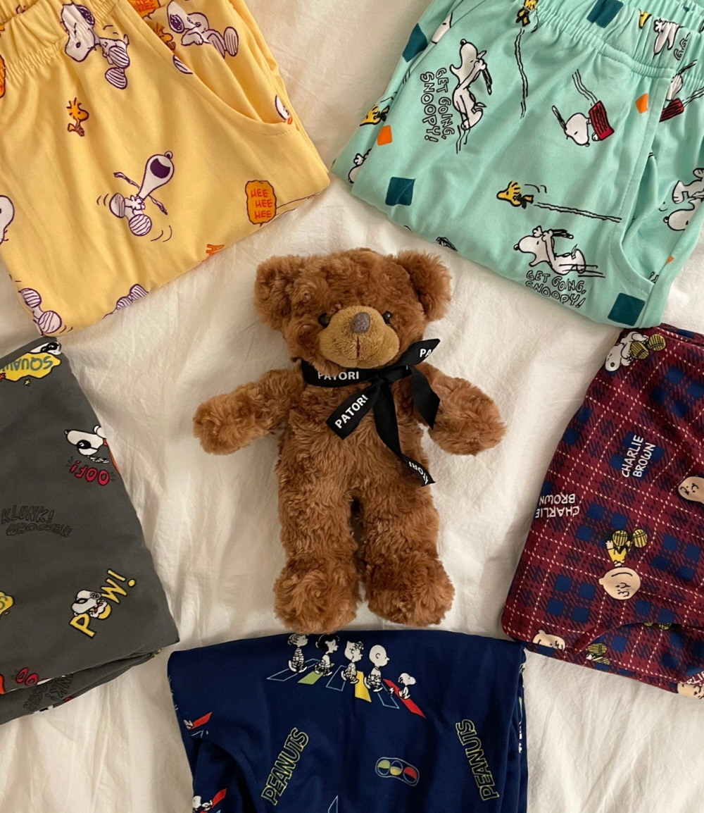 치즈 스누피 커플 잠옷 바지 빅사이즈 피치 수면 파자마 파티