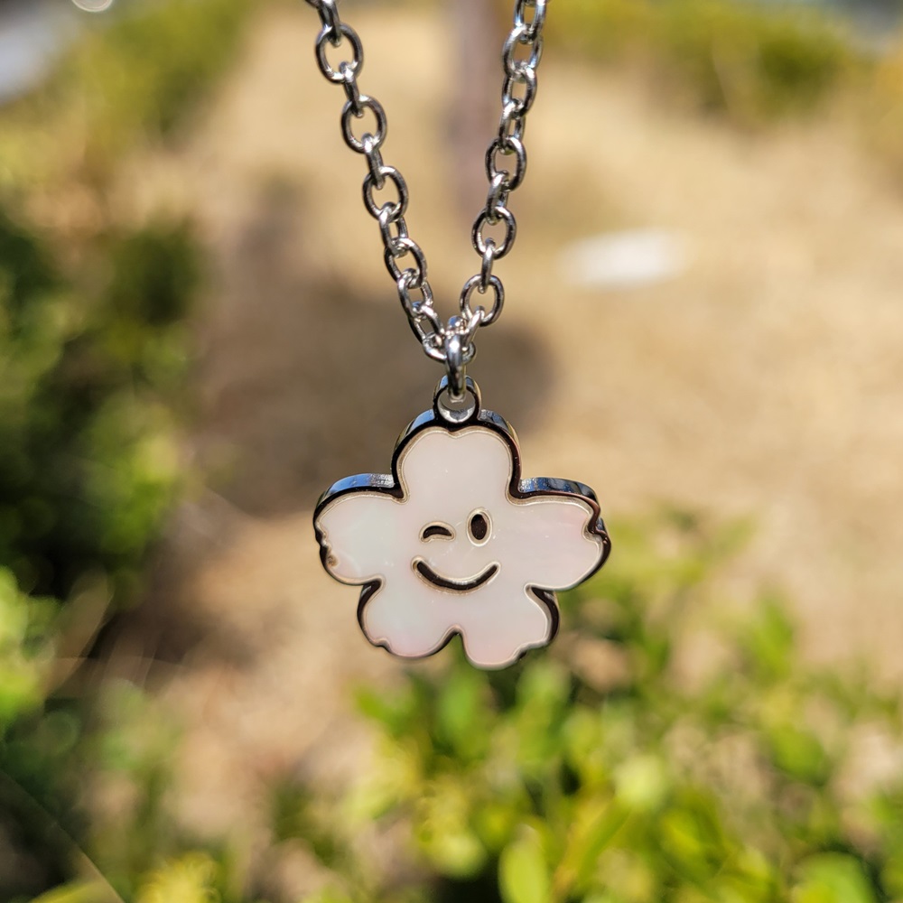 스마일 자개 미아방지 목걸이 써지컬스틸 아기 유아 어린이