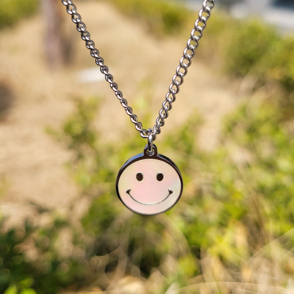 스마일 자개 미아방지 목걸이 써지컬스틸 아기 유아 어린이