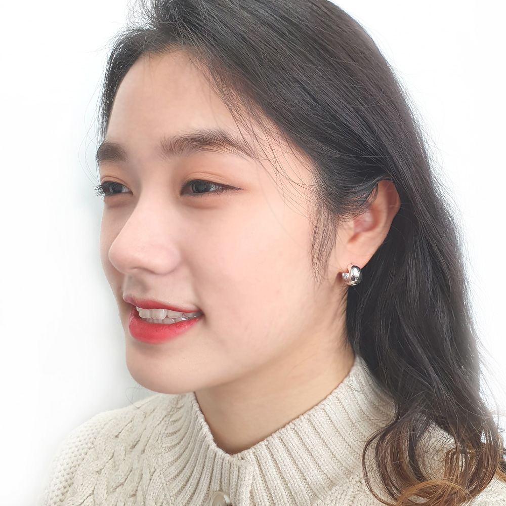 야랑쥬얼리 925실버 원터치 반원 후프 귀걸이 이미지 6