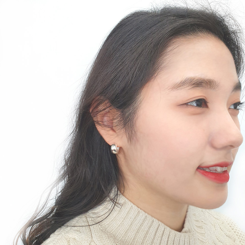 야랑쥬얼리 925실버 원터치 반원 후프 귀걸이 이미지 7