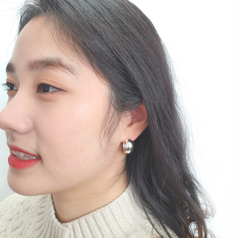야랑쥬얼리 925실버 원터치 반원 후프 귀걸이 - 상세 이미지 3