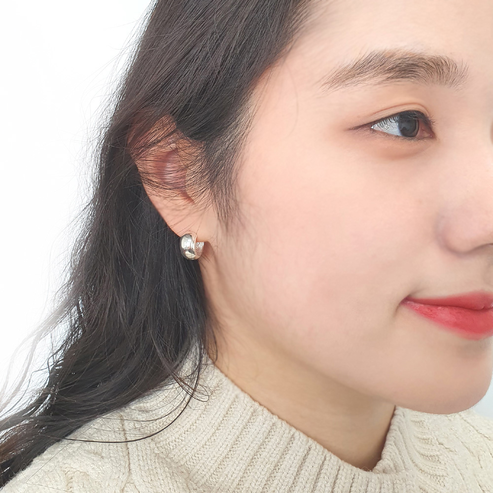 야랑쥬얼리 925실버 원터치 반원 후프 귀걸이 이미지 8