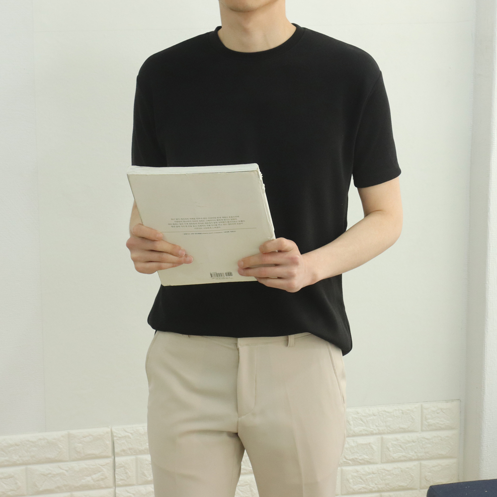 남자반팔티 빅사이즈 정장 머슬핏 남자반팔니트 - 상세 이미지 5