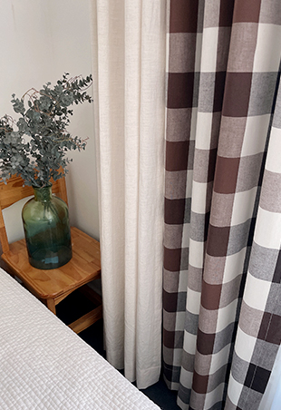 바이아미 와이드 브라운 빅체크 커튼