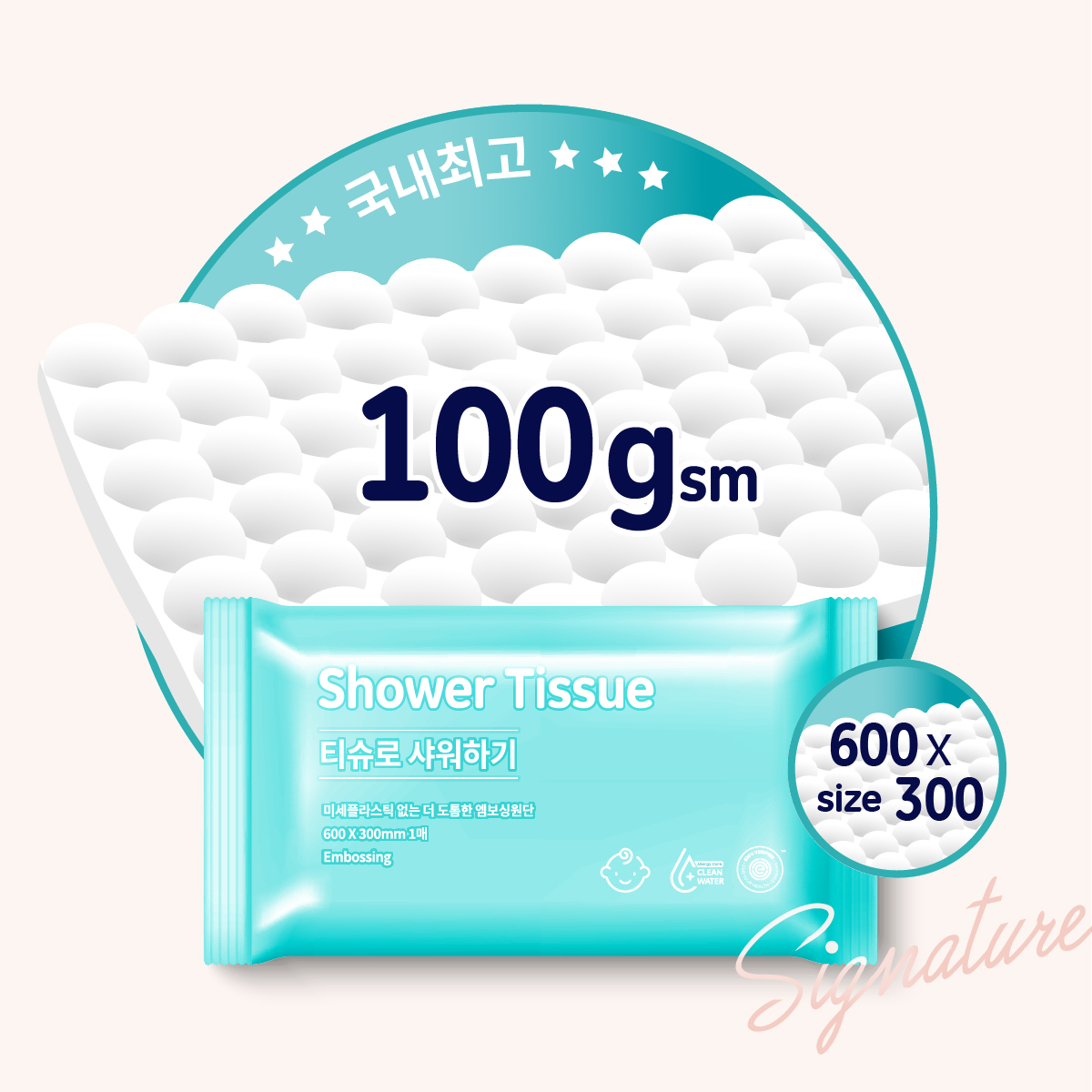 물없이 샤워하는 일회용 바디 샤워티슈 대형 물티슈 프레시, 평량 100gsm, 5개 이미지 2