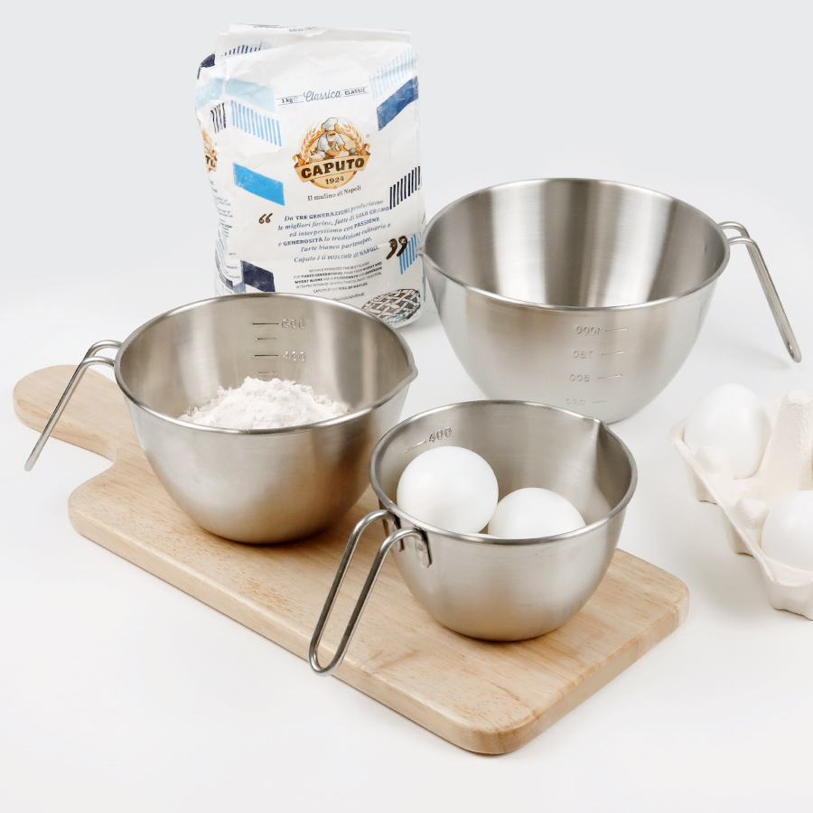 국산 304 스텐 손잡이 믹싱 계량컵 3종세트 (500ml/750ml/1200ml) - 상품 이미지