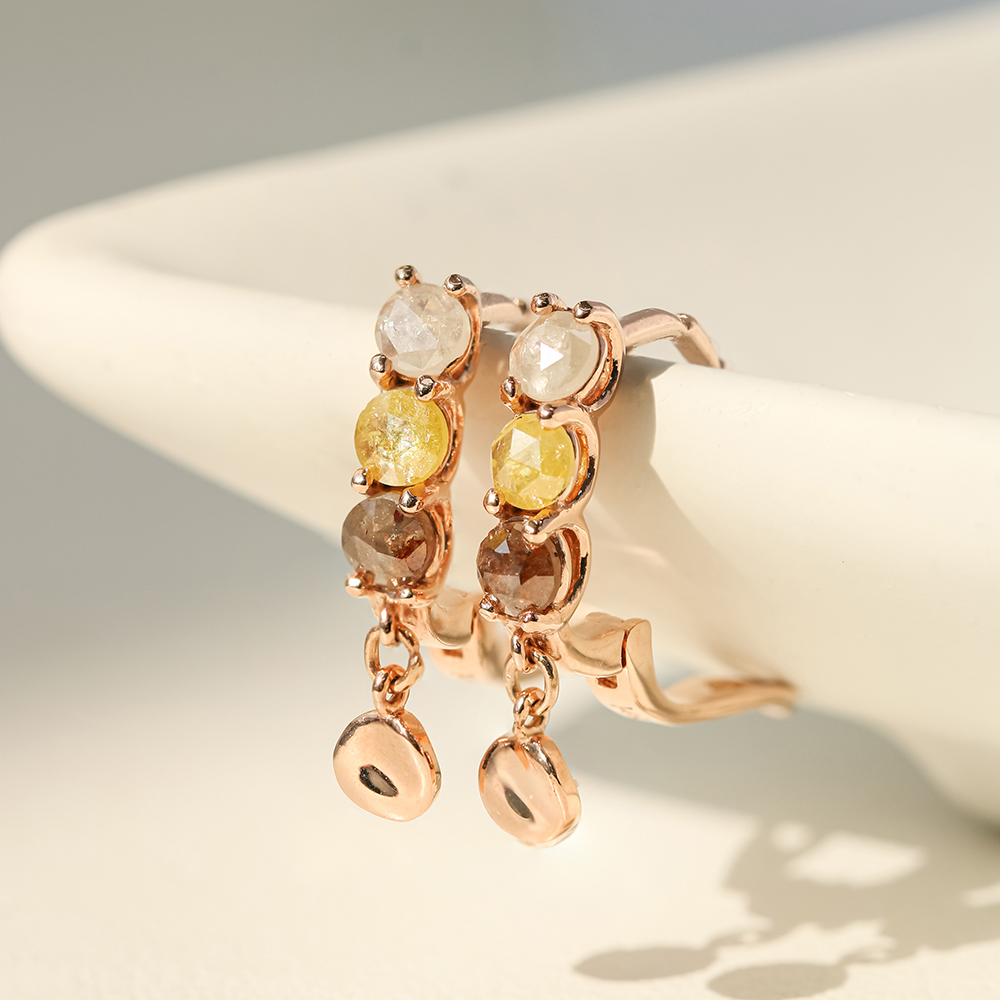 14K 18K 러프다이아몬드 코인 드롭 원터치 귀걸이 - SSG.COM