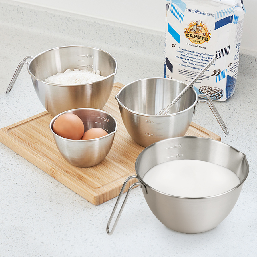 국산 304 스텐 믹싱 계량컵 4종세트 (250ml/500ml/750ml/1200ml) - 상세 이미지 2
