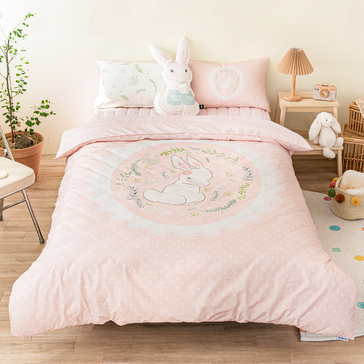 키즈 알러지 사계절 무봉제 누빔 이불커버 패드세트 앤래빗 (토끼), S.SS(싱글.슈퍼싱글겸용)
