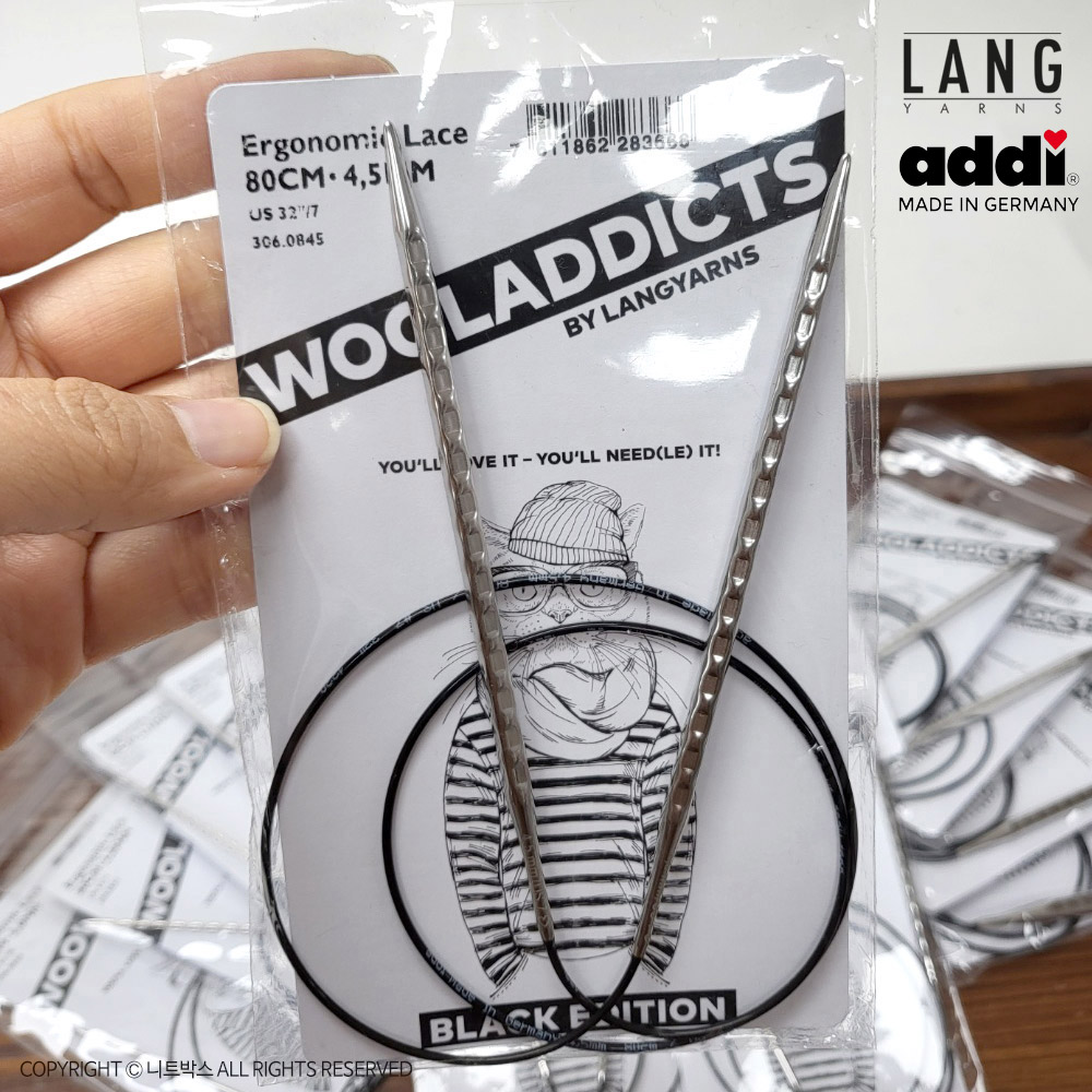 랑 이그노믹 레이스 블랙에디션 롱팁 줄바늘 80cm/LANG Addi Ergonomic Lace Wooladdicts Black edition - 메인 이미지