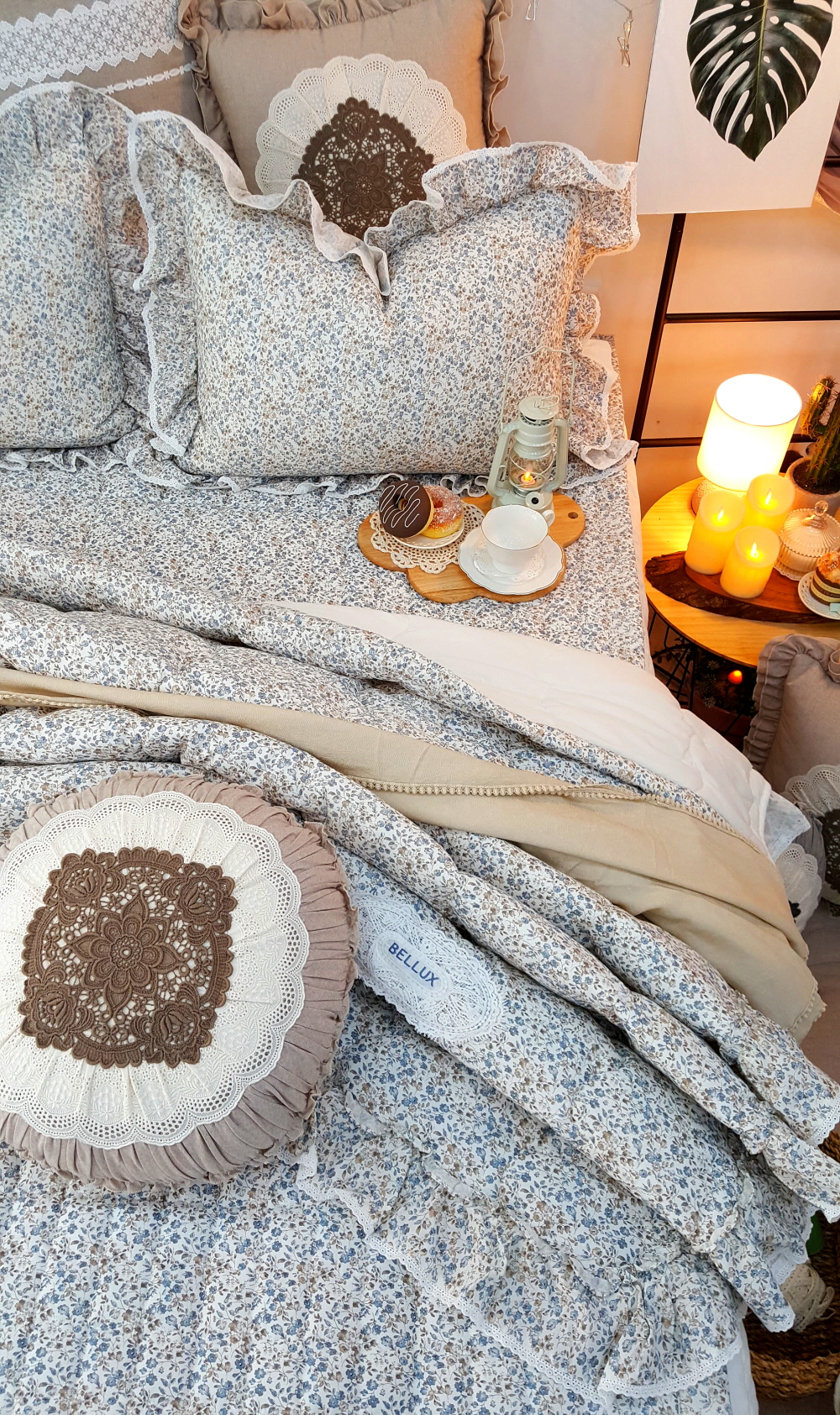 오월 프랑소아 꽃무늬 광목이불﻿ 차렵이불세트 슈퍼싱글 퀸