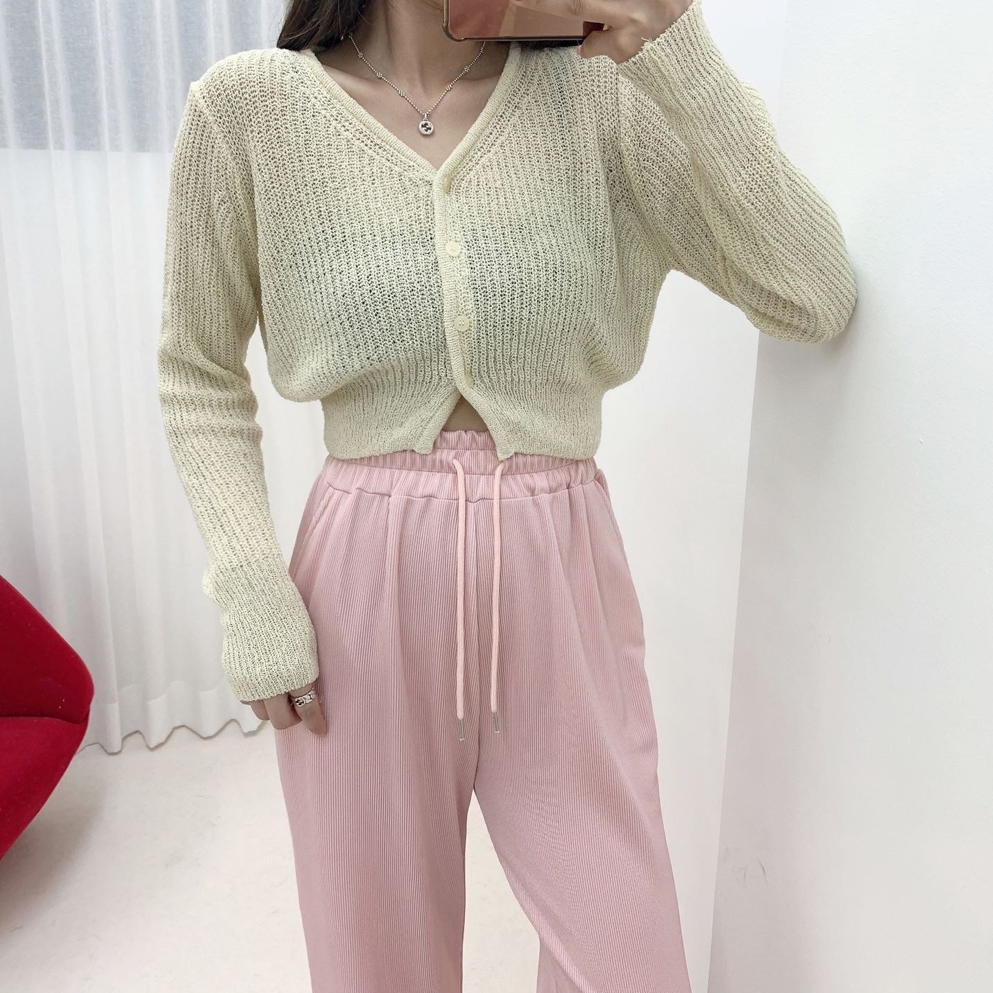 레모나 Y넥 베이지 가디건 [무료배송] 상세 이미지 8