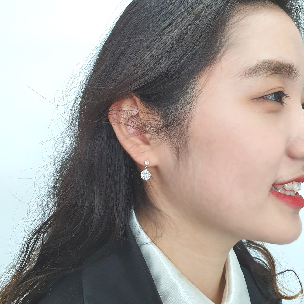 야랑쥬얼리 925실버 큐빅드롭 귀걸이 - 상세 이미지 3