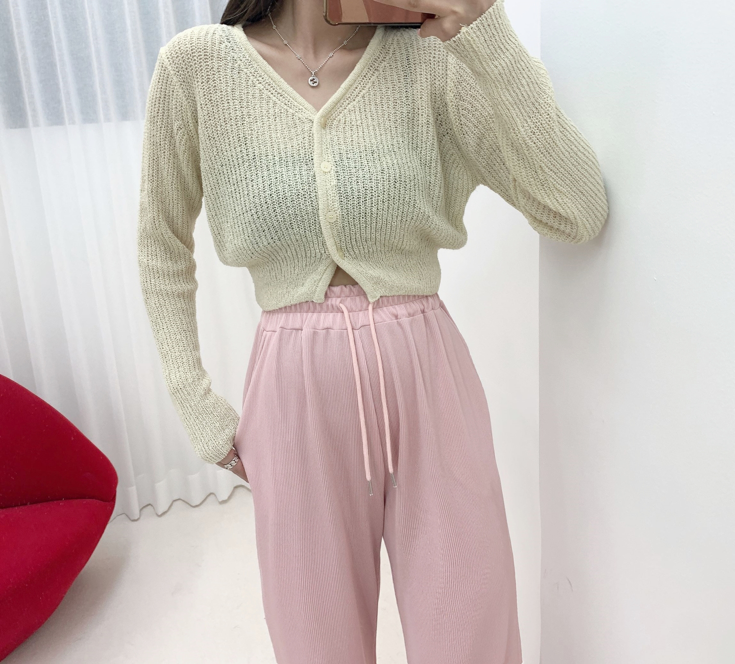 레모나 Y넥 베이지 가디건 [무료배송] 상세 이미지 24