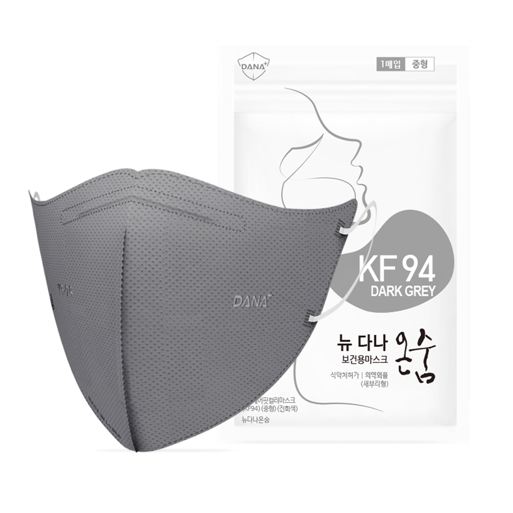뉴 다나 온숨 새부리형 컬러마스크 KF94 중형 흰색 50매 이미지 6