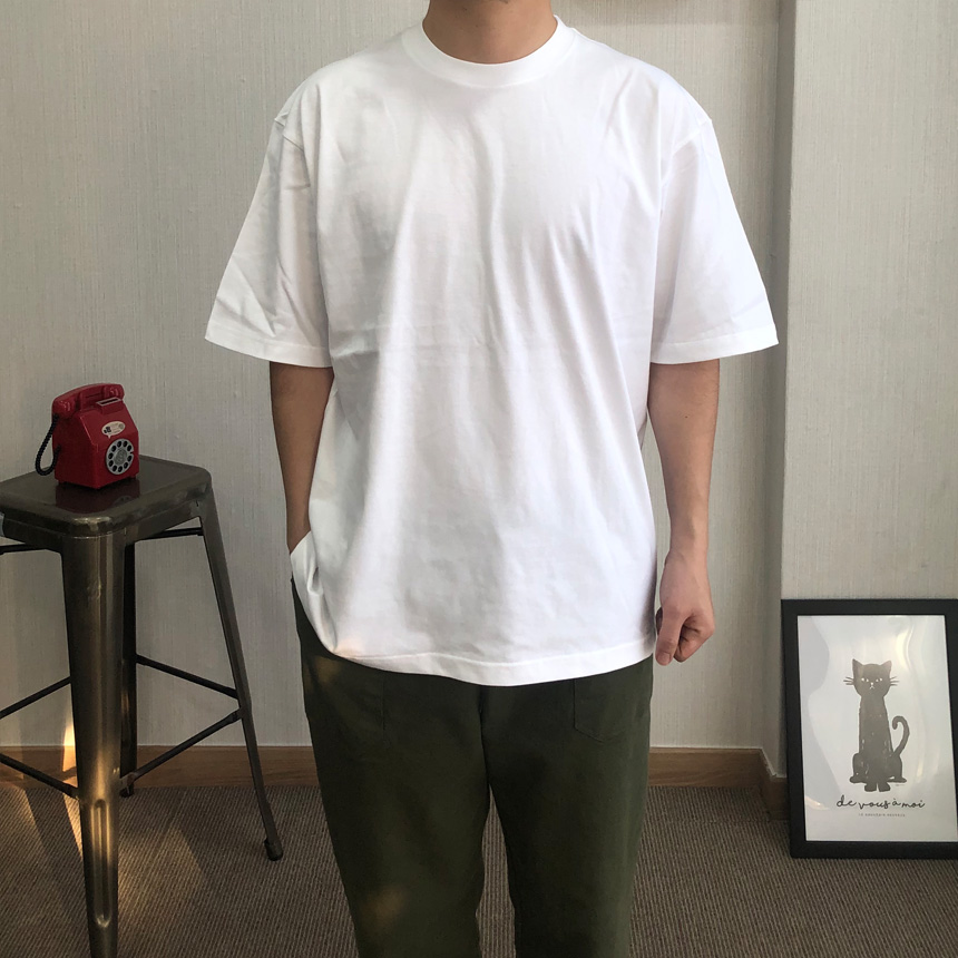 1+1 남자반팔 무지 레이어드반팔 빅사이즈 흰색 면티