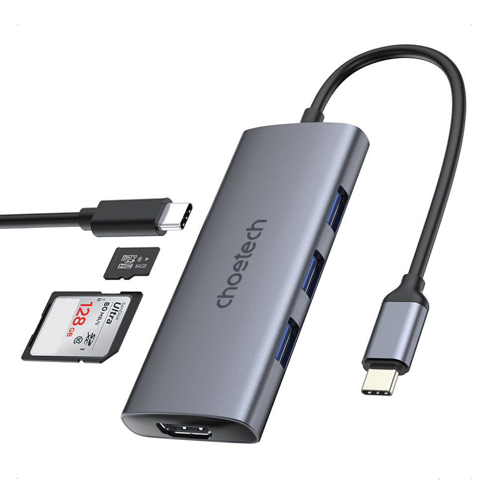 초텍 7in1 USB C타입 허브 멀티포트 HDMI 4K 미러링 노트북 HUB-M19-GY - 상세 이미지 3