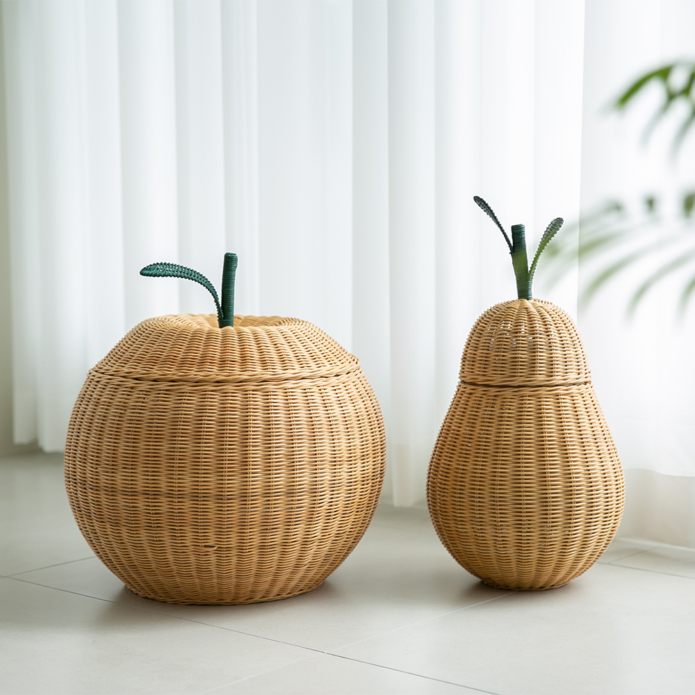 라탄 장난감바구니 수납 바스켓 정리 과일모양 원형 옷 야채 소품 머쉬룸