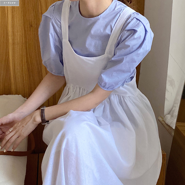 에이징 볼륨 A라인 코튼 뷔스티에 롱원피스 2color 여름 봄 레이어드 플레어 제이플로우 이미지 4
