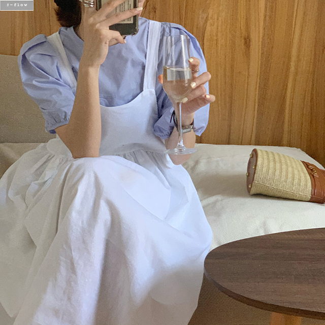 에이징 볼륨 A라인 코튼 뷔스티에 롱원피스 2color 여름 봄 레이어드 플레어 제이플로우 이미지 3
