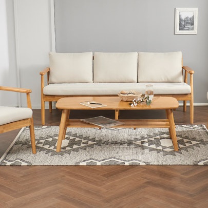 높은 거실 테이블 엔틱 높은 쇼파 테이블 원형 통원목 좌탁