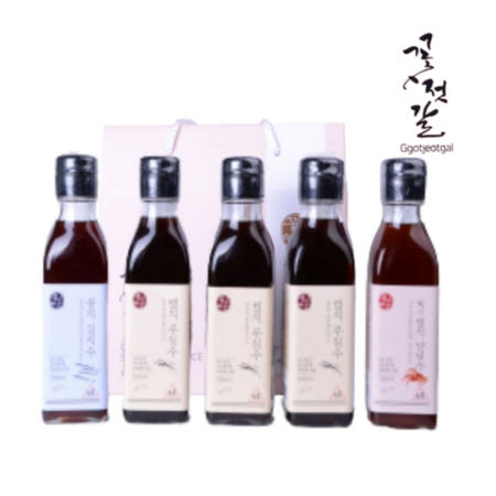 꽃젓갈 [꽃젓갈] 만능 요리수 선물 세트 330mlx5종/ 천연 어간장 멸치 꽁치 게 꽃게 액젓