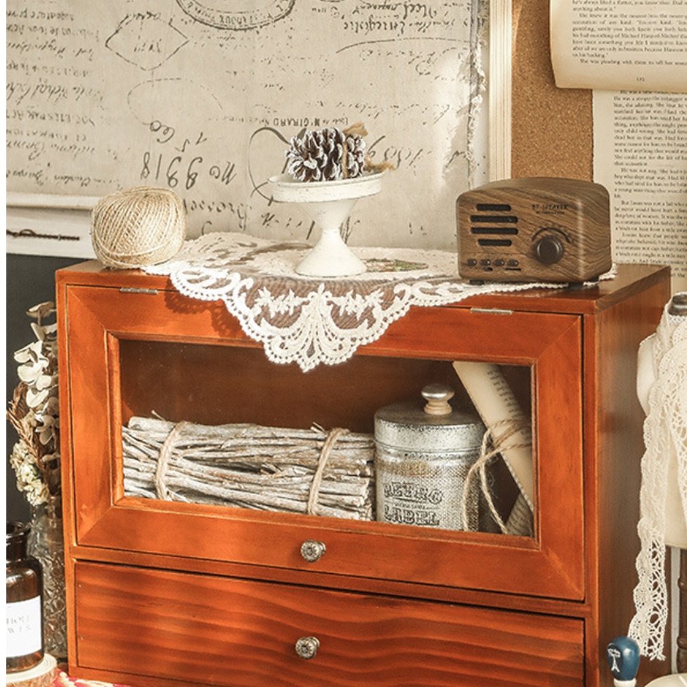 책상 위 수납장 작은 서랍장 약 소형 수납장 유리 쇼케이스