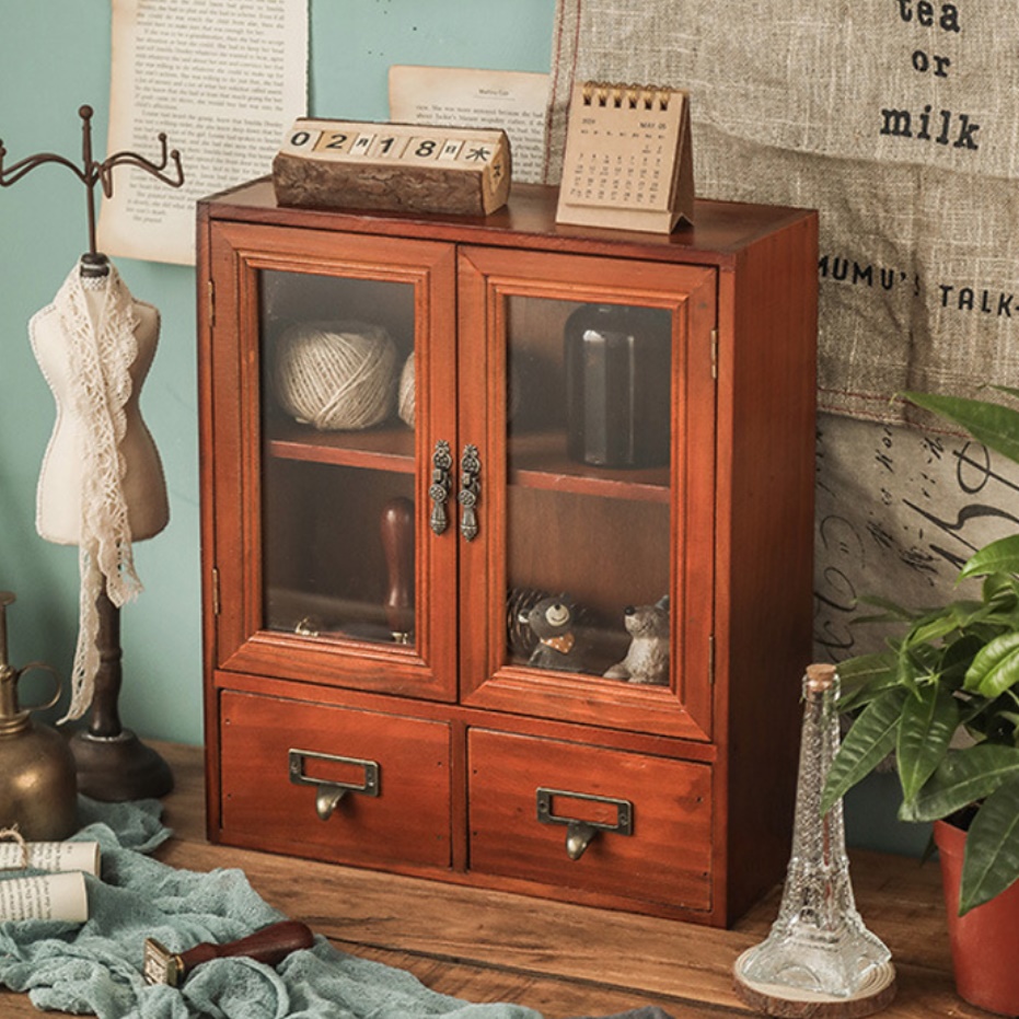 엔틱 찻잔 장식장 유리 진열장 양주 담금주 술 서랍 장식장