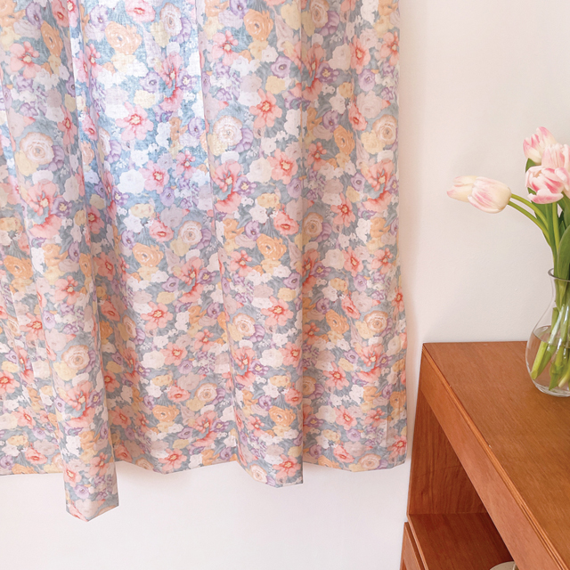 파스텔 플라워 린넨커튼/안방 주방 베란다 가리개 가림막 바란스 창문 봉집 120cm이하