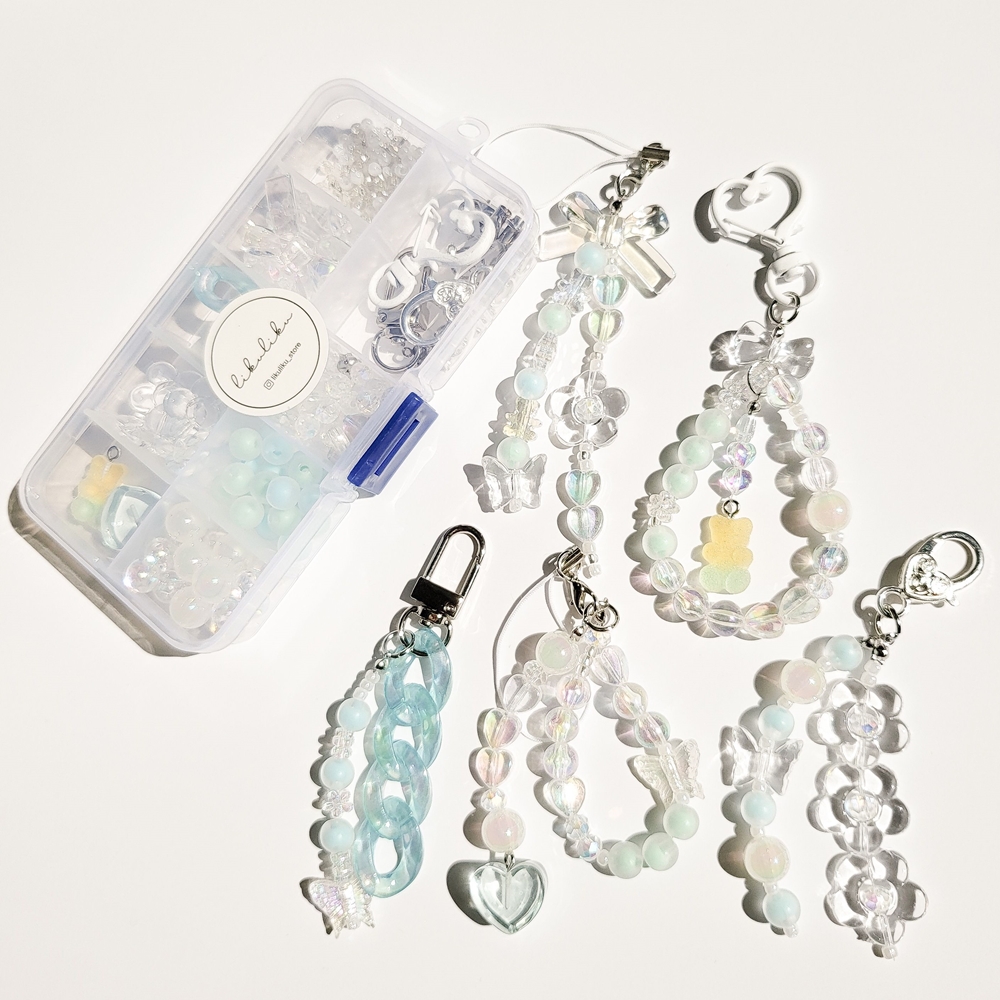 비즈 키링 만들기 세트 DIY 비즈공예 재료 부자재 열쇠고리 파스텔 키트