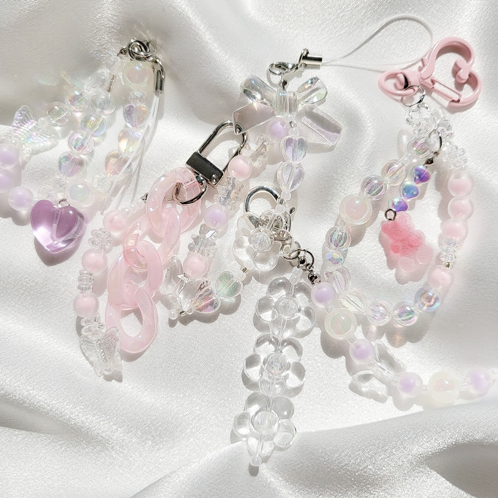 비즈 키링 만들기 세트 DIY 비즈공예 재료 부자재 열쇠고리 파스텔 키트