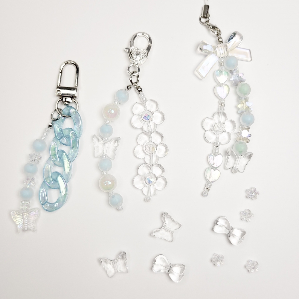 비즈 키링 만들기 세트 DIY 비즈공예 재료 부자재 열쇠고리 파스텔 키트