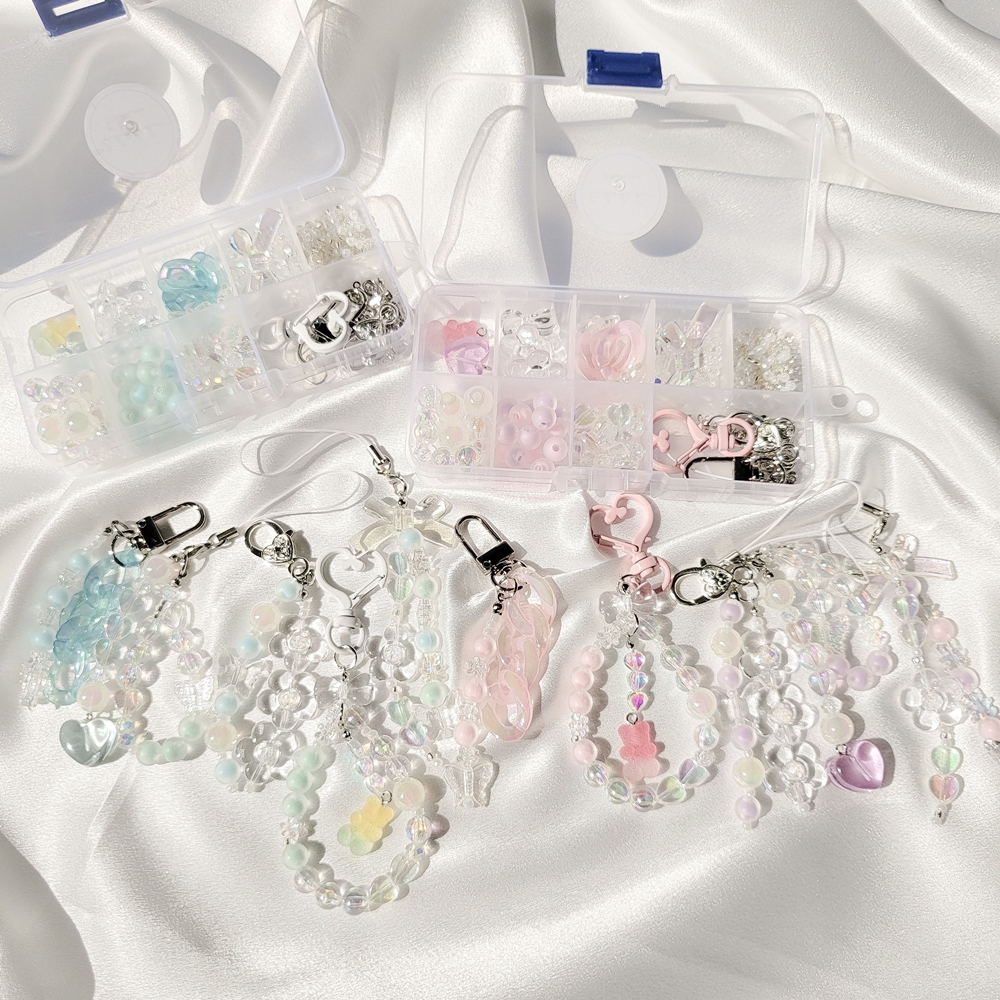 비즈 키링 만들기 세트 DIY 비즈공예 재료 부자재 열쇠고리 파스텔 키트