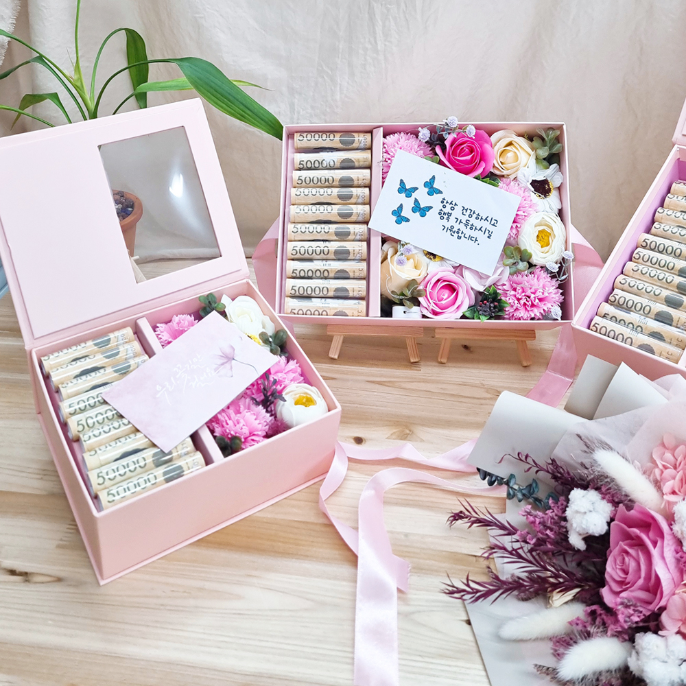반전 용돈박스 상자 돈케이크 엄마 아빠 생일 선물 클래식투명돈티슈
