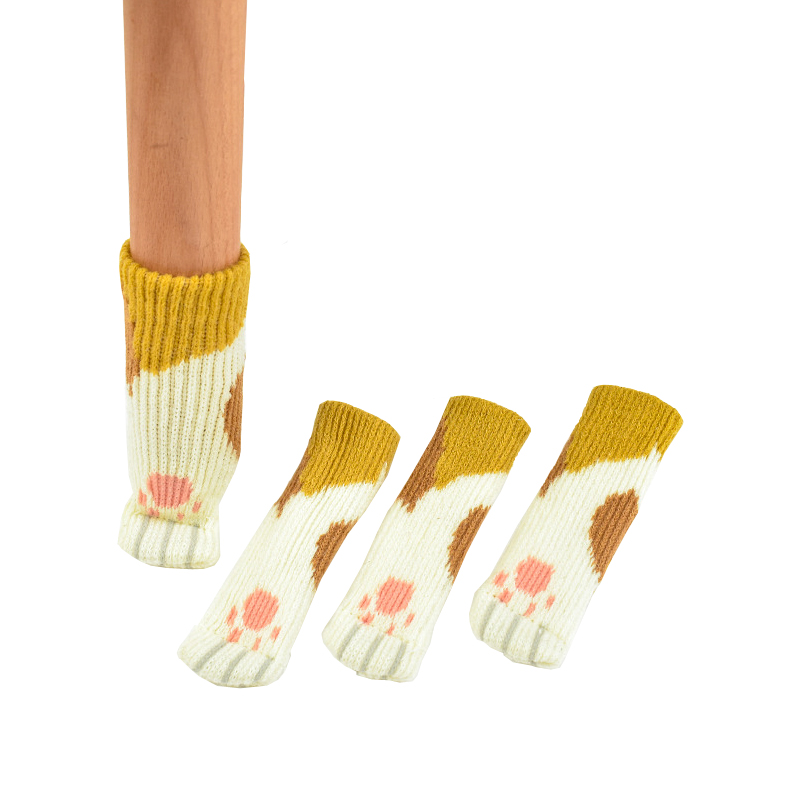 뷰레이터닷컴 고양이 의자커버 식탁다리 4개입 의자발커버 체어슈즈 소음방지